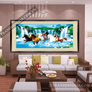 Tranh đính đá hạt tròn cao cấp - Mã đáo thành công - TD011 (Kích thước 150cm x 71cm)