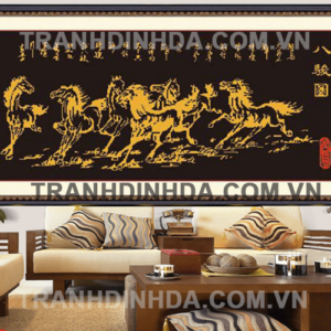 Tranh đính đá hạt tròn cao cấp - Bát tuấn đồ - TD018 (Kích thước 115cm x 53cm)