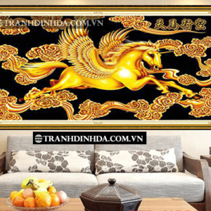 Tranh đính đá hạt tròn cao cấp - Thiên mã hành không - TD020 (Kích thước 101cm x 52cm)