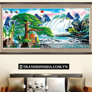 Tranh đính đá hạt tròn cao cấp - Tùng nghênh khách TD038 (Kích thước 134cm x 66cm)