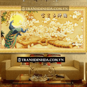 Tranh đính đá hạt tròn cao cấp - Phú quý cát tường - TD046 (Kích thước 160cm x 80cm)