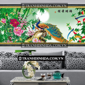 Tranh đính đá hạt tròn cao cấp - Phúc lộc cao thăng TD057 (Kích thước 173cm x 70cm)
