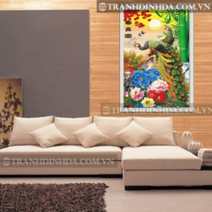 Tranh đính đá hàn quốc hạt tròn cao cấp - Phú quý đồ TD073 (Kích thước 63cm x 103cm)