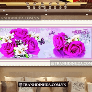 Tranh đính đá hàn quốc hạt tròn cao cấp - Trung ái nhất sinh TD088 (Kích thước 136cm x 50cm)