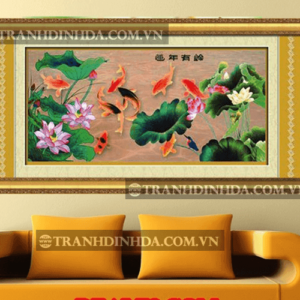 Tranh đính đá hàn quốc hạt tròn cao cấp - Phú quý hữu dư - H109 (Kích thước 151cm x 65cm)