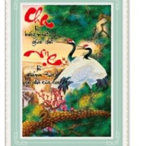 Tranh đính đá thư pháp Cha Mẹ - TD1022 (kích thước 53x75cm)