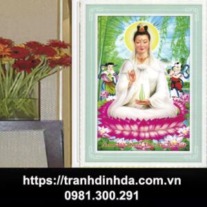 Tranh đính đá thư pháp Bồ Tát - TD1037 (kích thước 35x50cm)