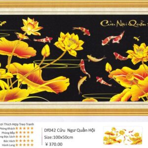 Tranh đính đá Cửu Ngư Quần Hội - TDF042 (kích thước 100x50cm)