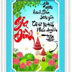Tranh đính đá thư pháp Gia Đình - TDF017 (kích thước 50x70cm)