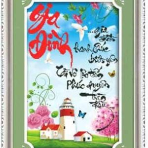 Tranh đính đá thư pháp Gia Đình - TDF018 (kích thước 49x75cm)