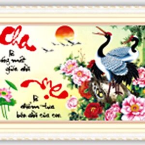 Tranh đính đá thư pháp Cha Mẹ - TD1020 (kích thước 86x54cm)