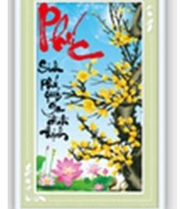 Tranh đính đá thư pháp Chữ Phúc - TD1032 (kích thước 46x76cm)