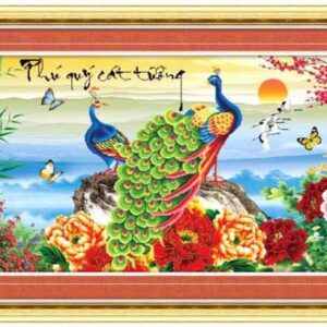Tranh đính đá Phú Quý cát Tường - TDF005 (kích thước 149x75cm)