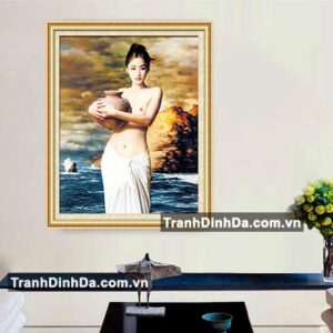 tranh đính đá thiếu nữ ôm bình