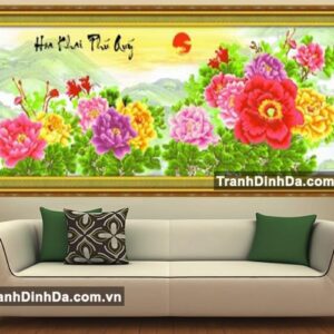 Tranh đính đá cap cấp mẫu đơn - tdf088 - Hoa khai phú quý