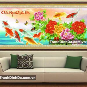 Tranh đính đá cao cấp - tdf111 - Cửu Ngư Quần Hội