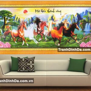 Tranh đính đá cao cấp-TDF054-mã đáo thành công (kích thước 188cm x 75cm)
