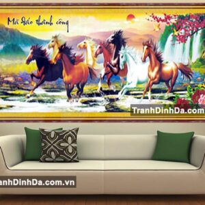 Tranh đính đá cao cấp mã đáo thành công-TDF142 ( Kích thước 180cm x 75cm)