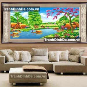Tranh đính đá hạt tròn cao cấp - Phong cảnh Việt Nam - TDF291 ( Kích thước 120cm x 70cm)