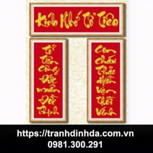 Tranh đính đá cao cấp câu đối TD1112 (Kích thước 35cm x 90cm; 35cm x 98cm/2 bức)