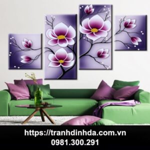 Tranh đính đá cao cấp bộ tranh hoa lan 4 bức TDF2743 (Kích thước 168cm x 100cm)