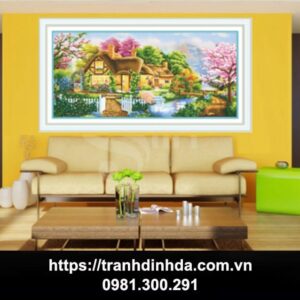 Tranh đính đá cao cấp Ngôi nhà mơ ước TDF2674 (Kích thước 150cm x 75cm)