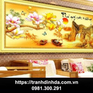 Tranh đính đá cao cấp Phú Qúy Cát Tường TDF121 ( kt: 100cm x 50cm)