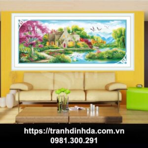 Tranh đính đá cao cấp tổ ấm hạnh phúc TDF2673 ( kích thước 140cm x 62cm)
