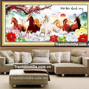 Tranh đính đá hạt tròn cao cấp Mã Đáo Thành Công TDF354 (Kích thước 200cm x 95cm)