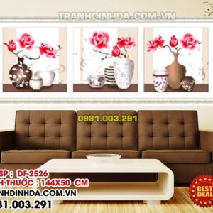 Bộ tranh đính đá bình hoa 3 bức DF2526 Kích thước 144cm*50cm