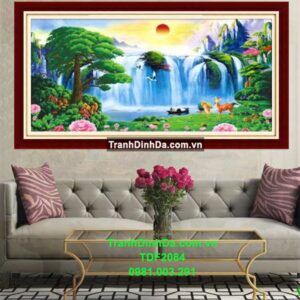 Tranh đính đá kim cương AB tùng nghênh khách TDF2084 Kích thước 149cm x 75cm