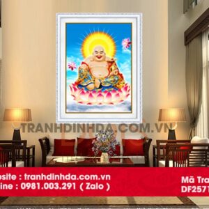 Tranh đính đá hạt tròn cao cấp DLH phật di lặc kích thước 40cm*50cm