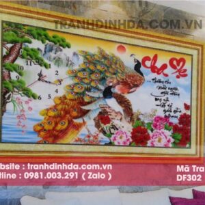 TRANH ĐÍNH ĐÁ ABC THƯ PHÁP CHA MẸ DF302 KÍCH THƯỚC 80CM X 40CM
