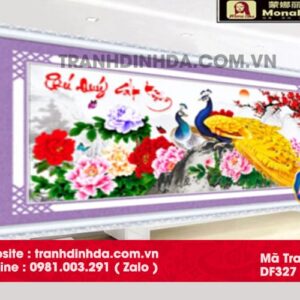 Tranh đính đá ABC Phú quý cát tường kích thước 100cm X 50cm