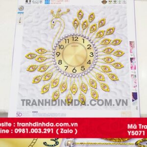 Tranh đính đá đồng hồ Y5071 kích thước 60cm*60cm