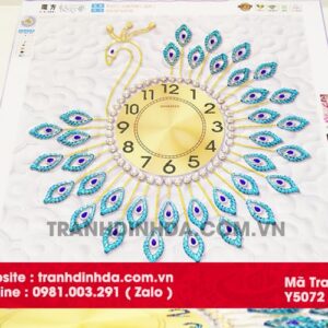 Tranh đính đá cao cấp đồng hồ Y5072 kích thước 60cm x 60cm