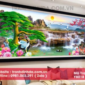Tranh đính đá cao cấp tiền vào như nước y8018 kích thước 120cm*65cm