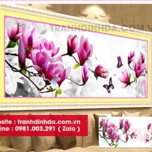 Tranh đính đá hoa ngọc lan khoe sắc Y8081 Kích thước 100cm*50cm