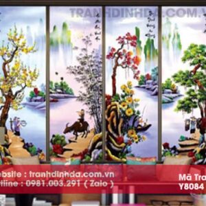 Tranh đính đá cao cấp tứ quý bốn mùa Y8085 Kích thước 146cm*100cm