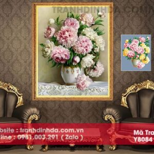 Tranh đính đá cao cấp bình hoa nghệ thuật y8087 kích thước 50cm*60cm