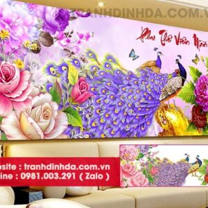 Tranh đính đá cao cấp phu thê viên mãn y8089 kích thước 150cm*70cm