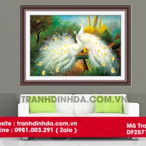 Tranh đính đá hạt tròn DLH cao cấp phu thê viên mãn DF2661 kích thước 85cm*55cm