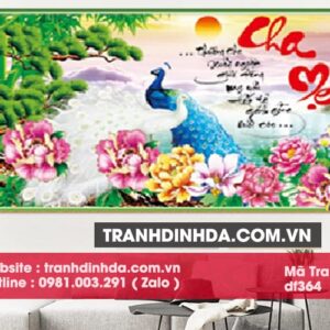 Tranh đính đá thư pháp ABC Cha Mẹ DF364 kích thước 90cm x 50cm