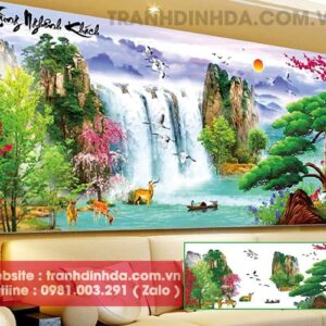 Tranh đính đá cao cấp tùng nghênh khách Y8038 Kích thước 160cm*70cm