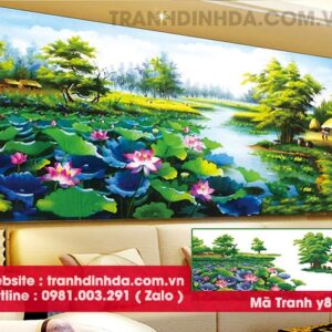 Tranh đính đá hồ sen y8057 kích thước 120cm*65cm