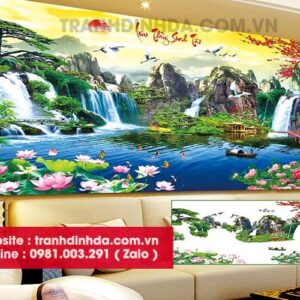 Tranh đính đá lưu thủy sinh tài Y8067 Kích thước 120cm*65cm