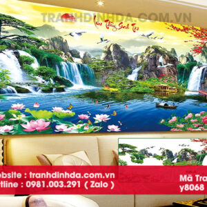 Tranh đính đá lưu thủy sinh tài Y8068 kích thước 160cm*85cm