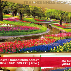 Tranh đính đá cảnh rừng hoa tulip hà lan Y8074 kích thước 160cm*80cm