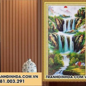 Tranh đính đá khổ dọc tiền vào như nước DF2130 Kích thước 150cm x 80cm