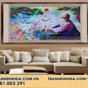 Tranh đính đá cao cấp chúa Jesu đồng hồ LV169 Kích thước 79cm x 45cm